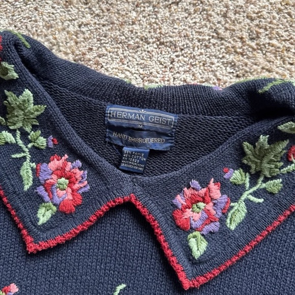 Vintage Herman Geist Hand Embroidered Sweater 
Size Medium - Picture 7 of 12